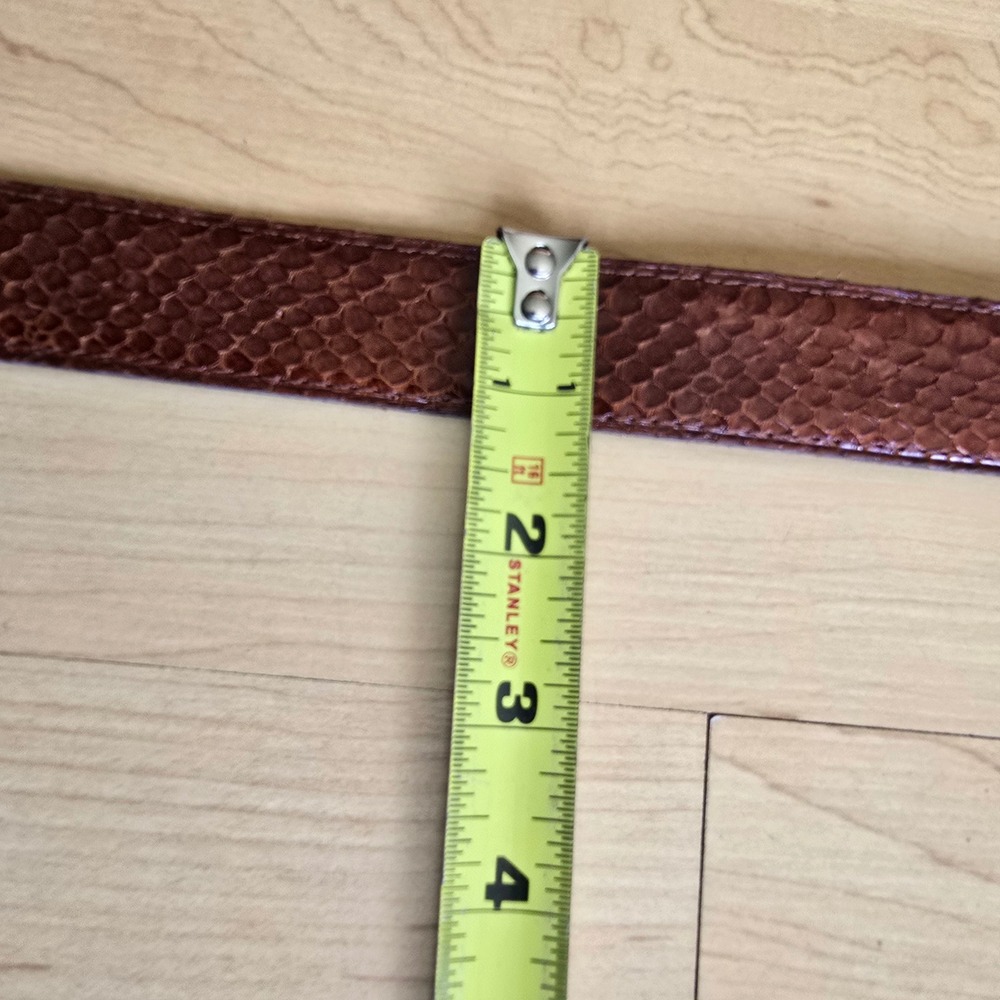 Vintage Cognac Brown Snakeskin Belt with Ornate Silver Oval Buckle Western Boho - Picture 13 of 15